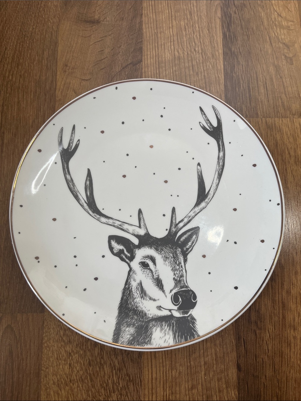 Harvest Green Studio Porcelain Plate Stag Gold Rimmed